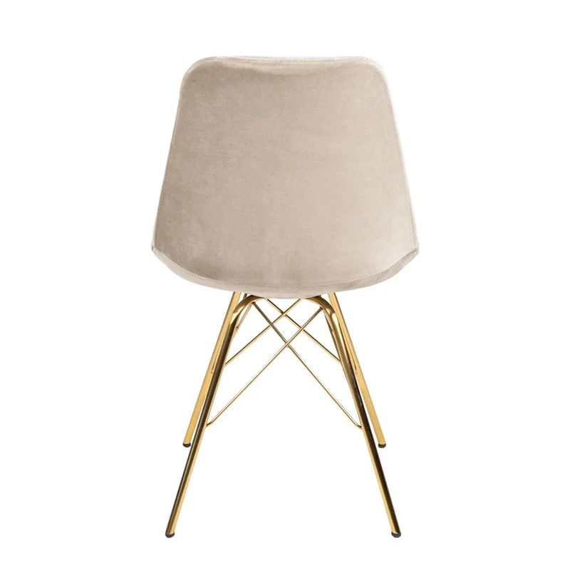 Samtstuhl Creme - Gold Gestell