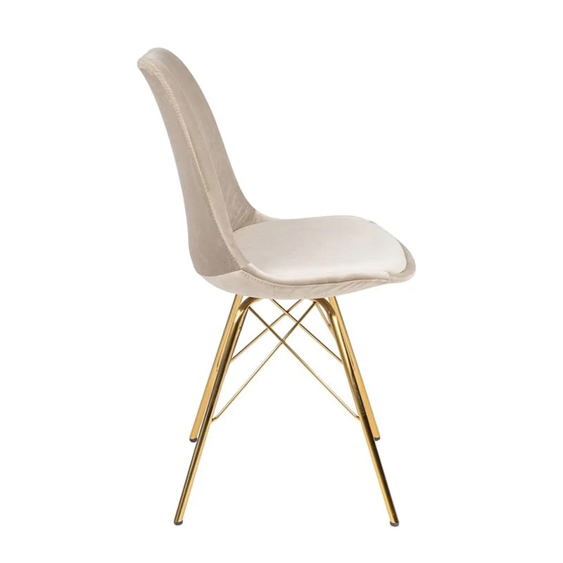 Samtstuhl Creme - Gold Gestell