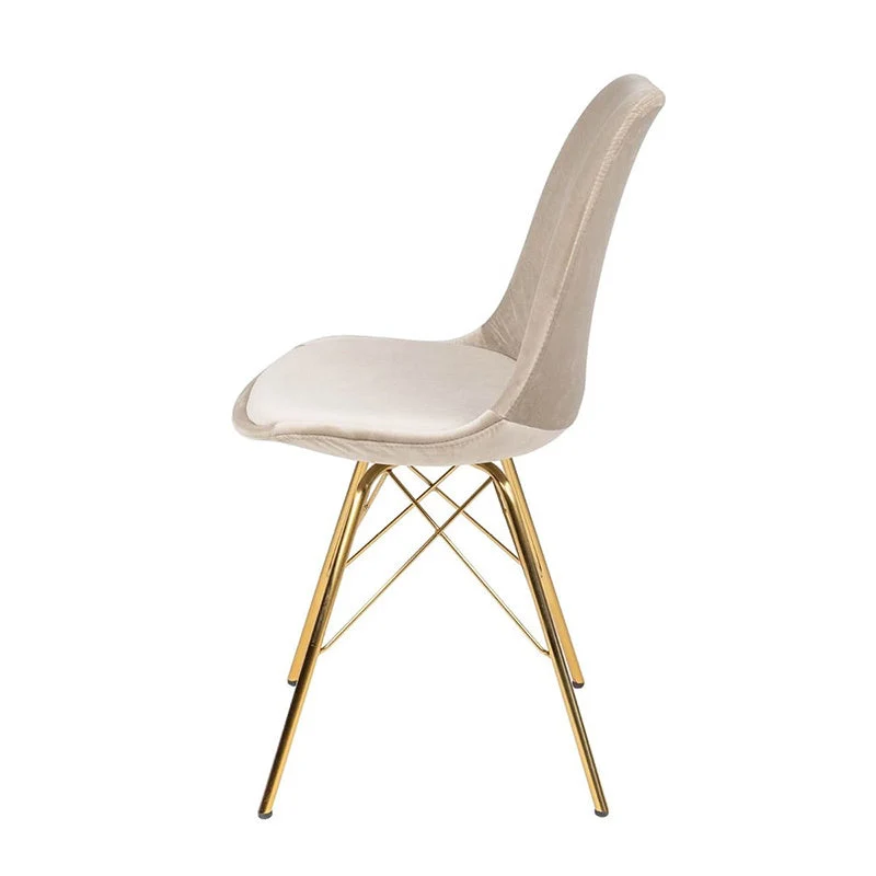 Samtstuhl Creme - Gold Gestell