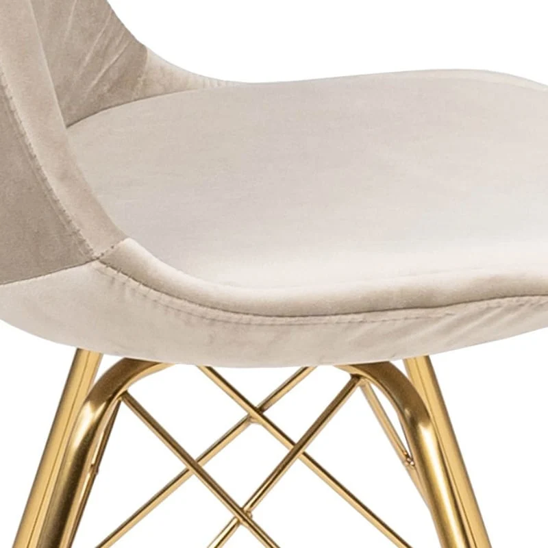 Samtstuhl Creme - Gold Gestell