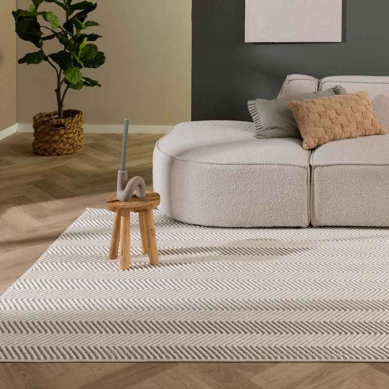 Nachhaltiger Teppich - Lorre Lines Creme Grau