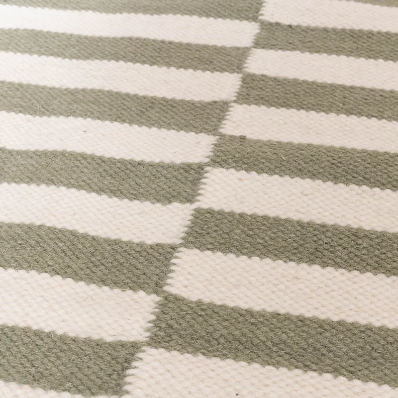 Baumwollteppich - Dazzle Blocks Grün Weiß