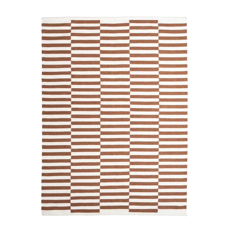 Baumwollteppich - Dazzle Blocks Braun Weiß