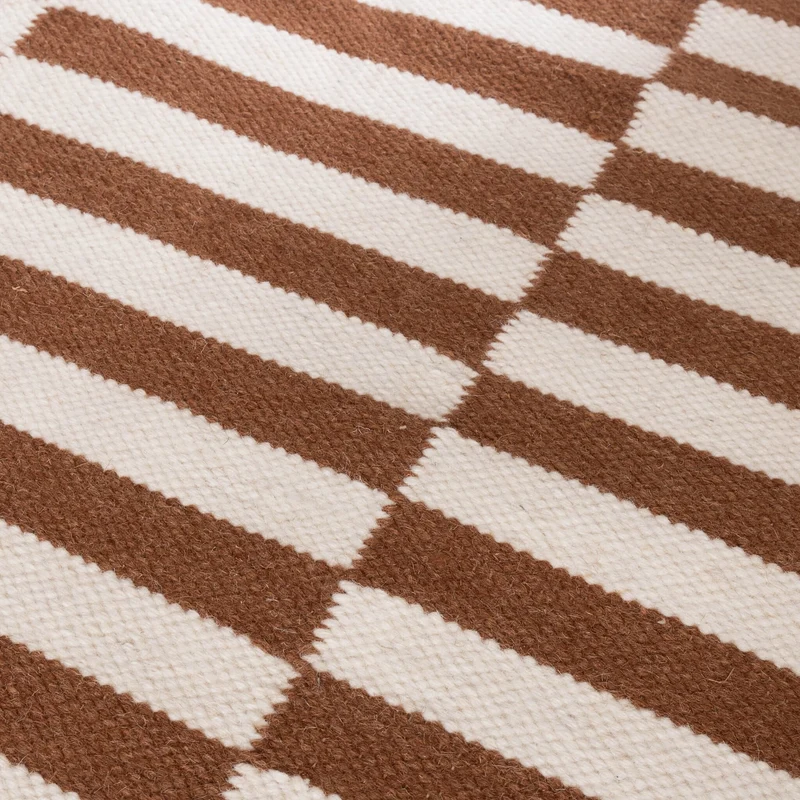 Baumwollteppich - Dazzle Blocks Braun Weiß