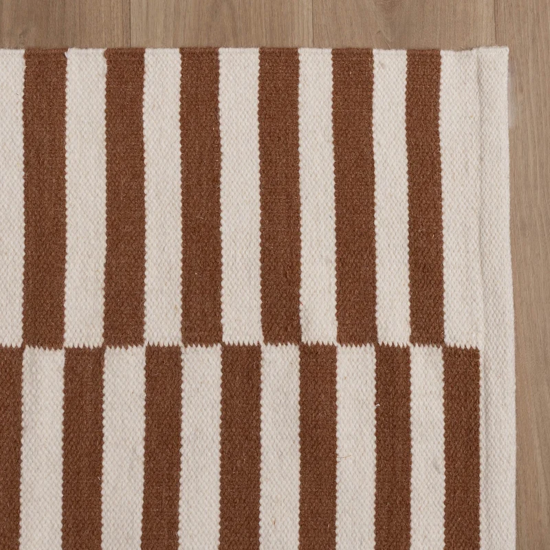 Baumwollteppich - Dazzle Blocks Braun Weiß
