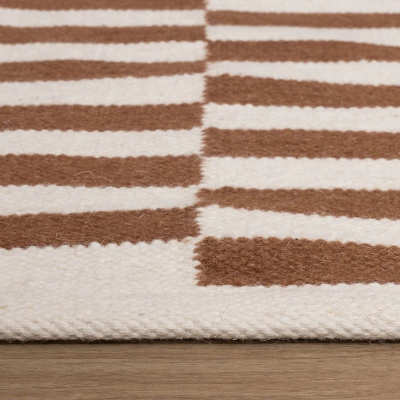 Baumwollteppich - Dazzle Blocks Braun Weiß