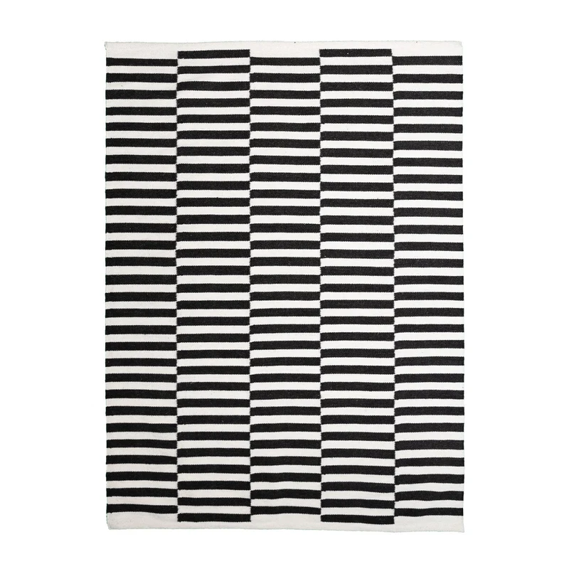 Baumwollteppich - Dazzle Blocks Schwarz Weiß