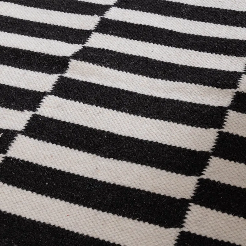 Baumwollteppich - Dazzle Blocks Schwarz Weiß