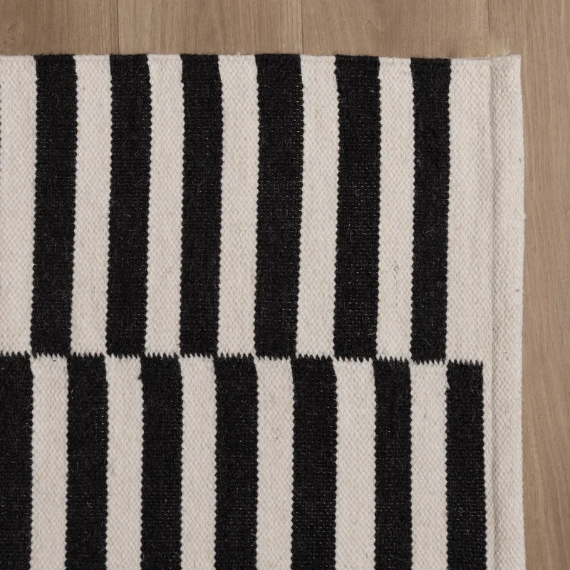 Baumwollteppich - Dazzle Blocks Schwarz Weiß