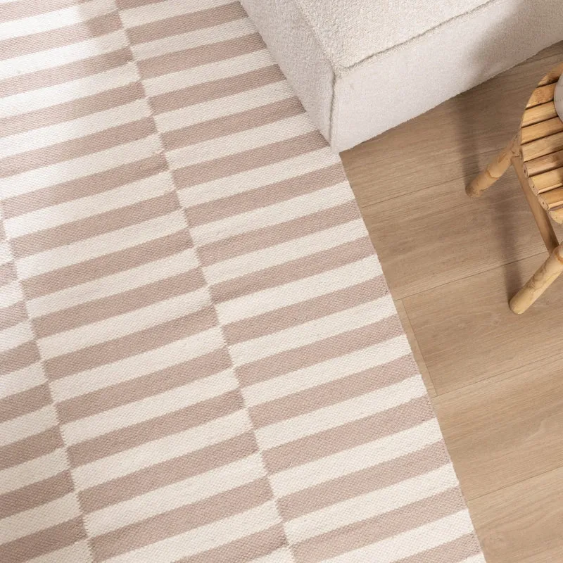 Baumwollteppich - Dazzle Blocks Beige Weiß