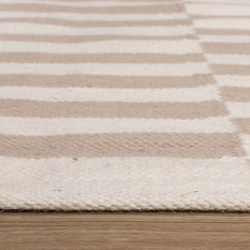 Baumwollteppich - Dazzle Blocks Beige Weiß