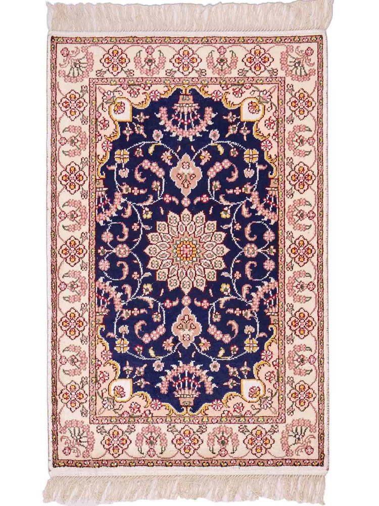 China Seide Teppich 60x92cm - Orientteppich - dunkelblau