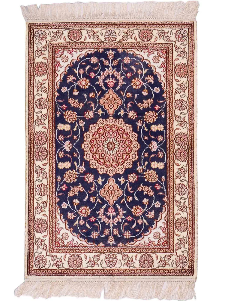 China Seide Teppich 62x92cm - Orientteppich - dunkelblau