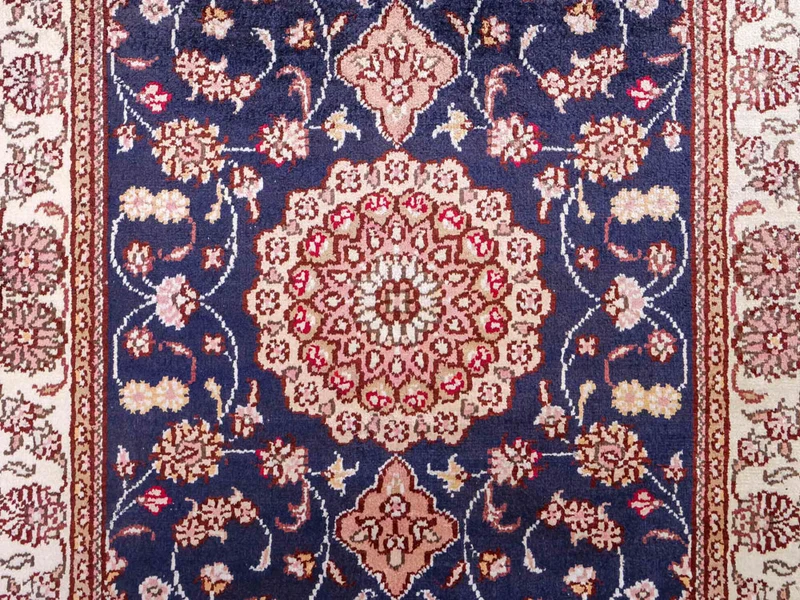 China Seide Teppich 62x92cm - Orientteppich - dunkelblau