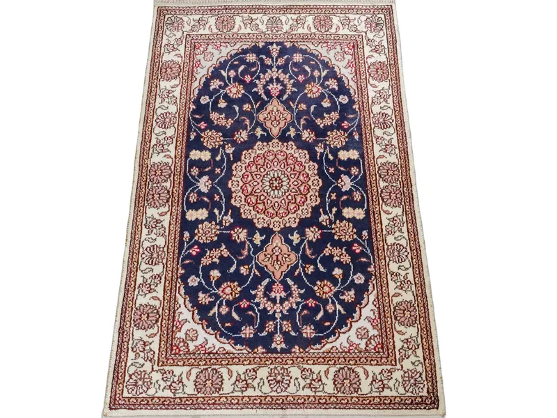 China Seide Teppich 62x92cm - Orientteppich - dunkelblau