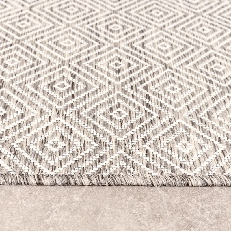 In- & Outdoor Teppich Quadrat - Summer Tile Hellgrau