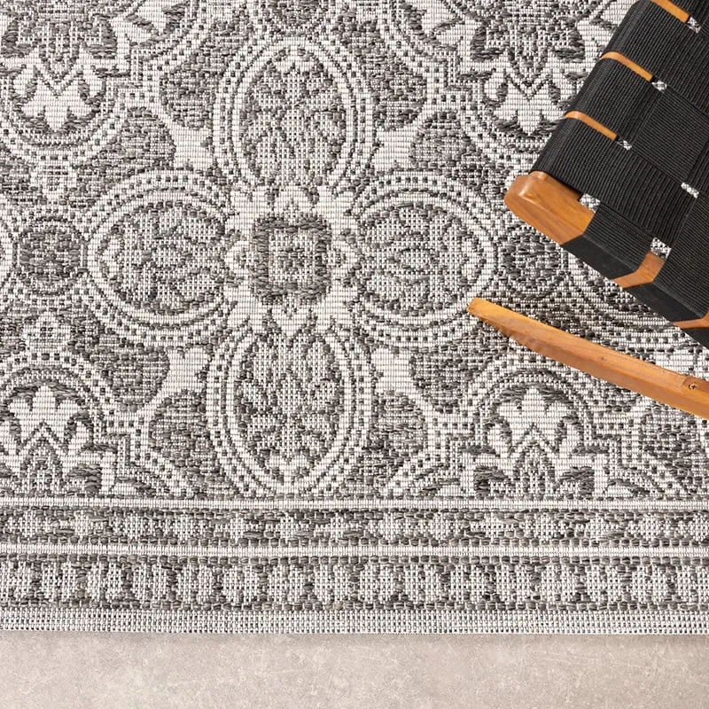 In- & Outdoor Teppich Quadrat - Summer Oriental Grau