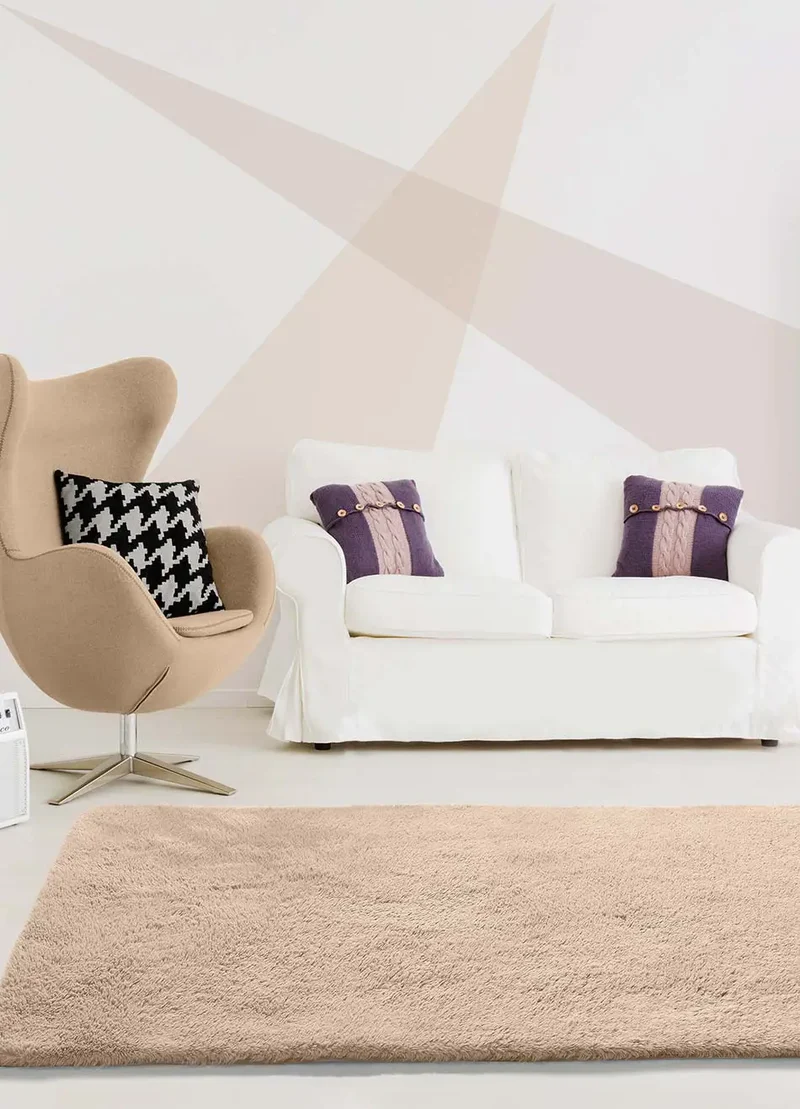 Alfombra de pelo alto Alpaca Liso Beige