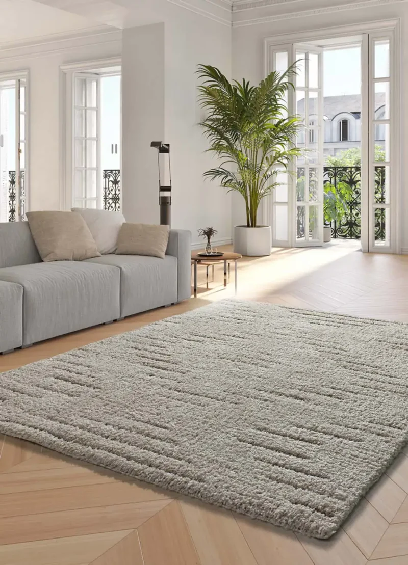 Alfombra shaggy estilo escandinavo Atesa 80366 Crema