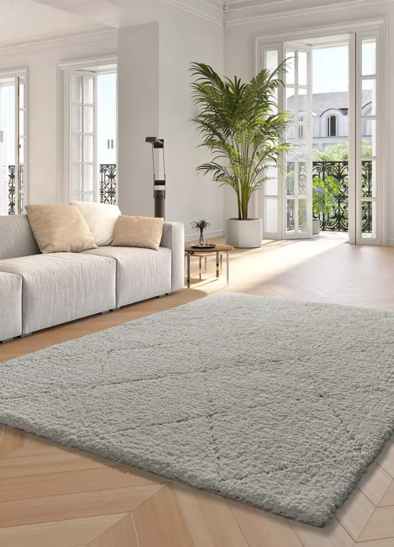 Alfombra shaggy estilo escandinavo Atesa 80260 Blanco