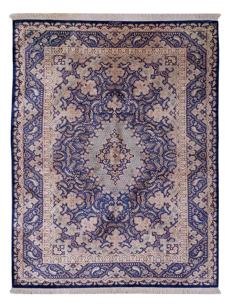 Ghom - Seide Teppich 96x150cm - Perserteppich - hellblau