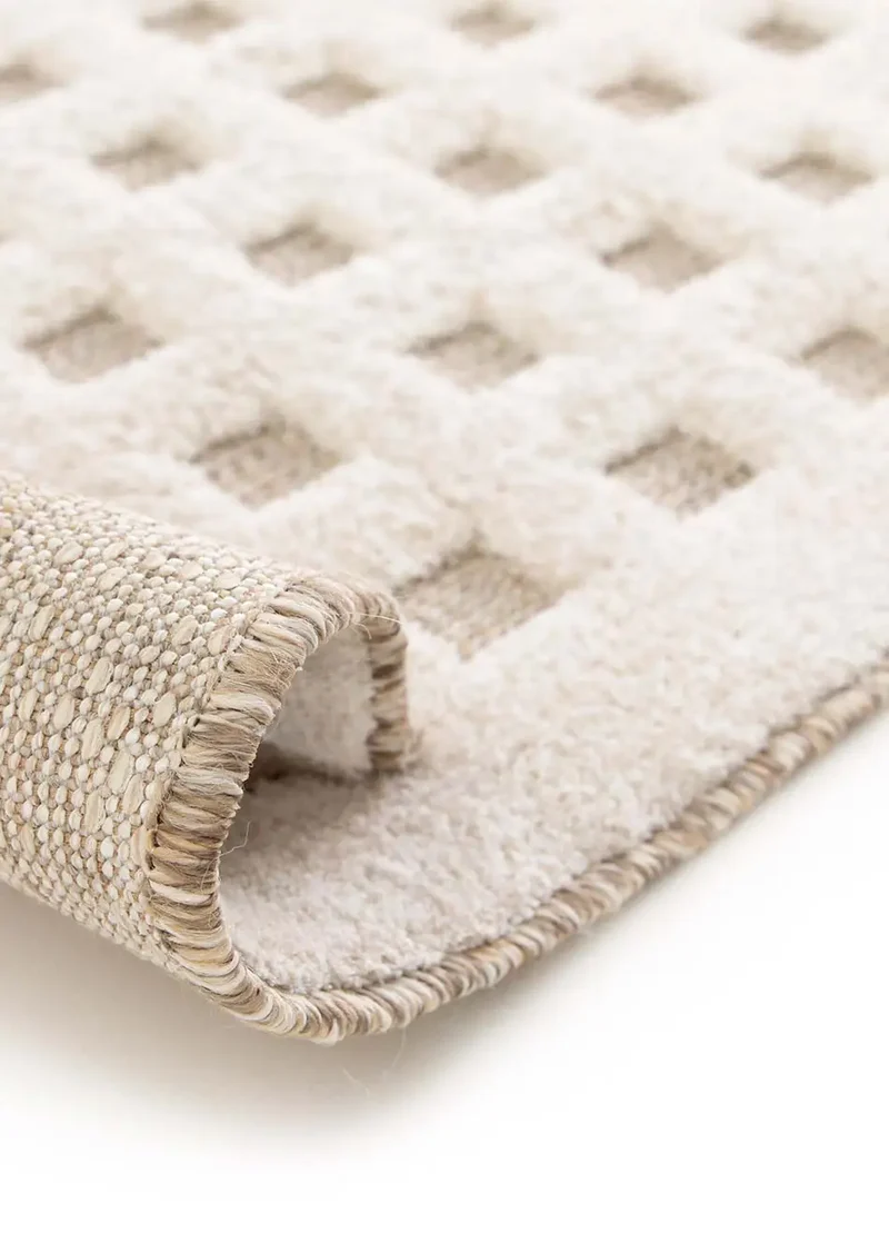 Alfombra diseño cuadros en relieve Diena 40418 Blanco