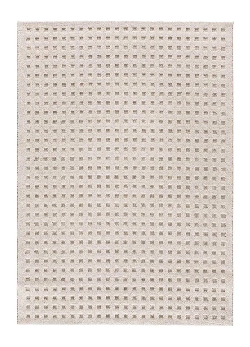 Alfombra diseño cuadros en relieve Diena 40418 Blanco