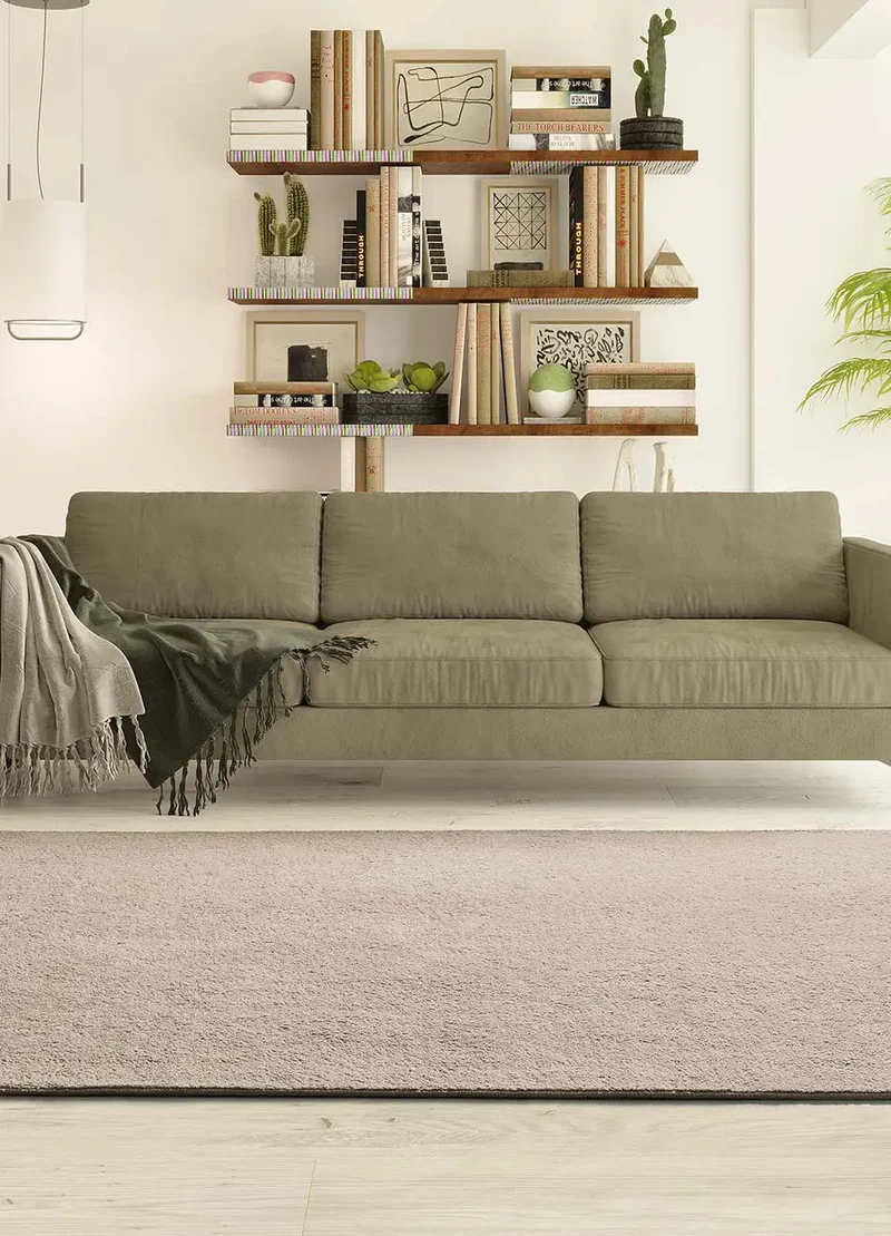 Alfombra lavable de microfibra Coraline Liso Beige