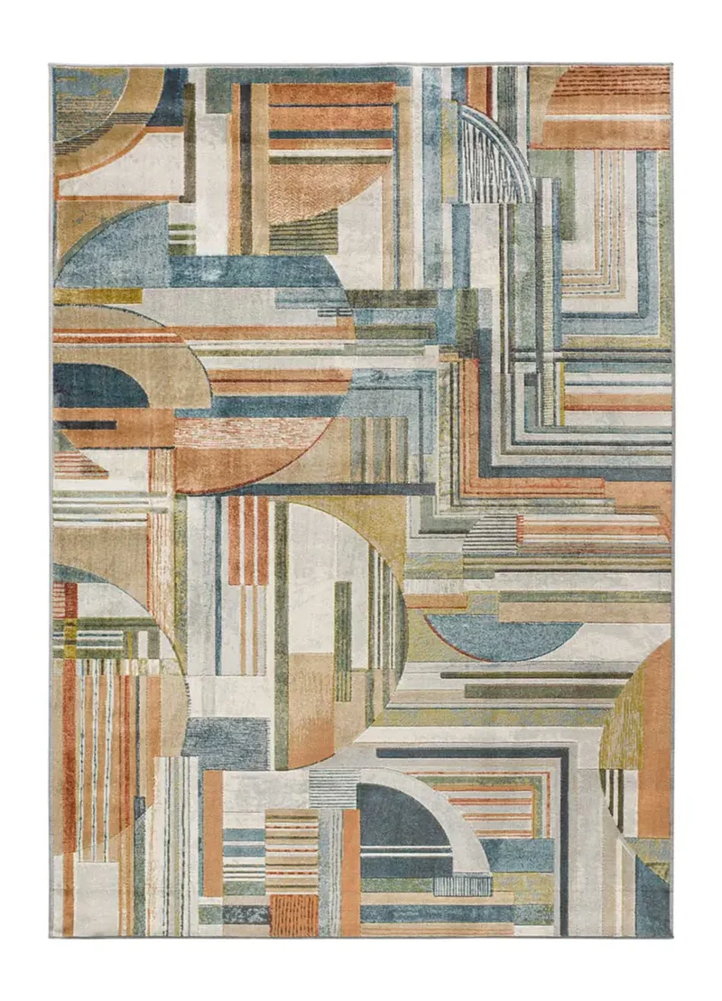 Alfombra geométrica en viscosa Bleik 22 Multicolor