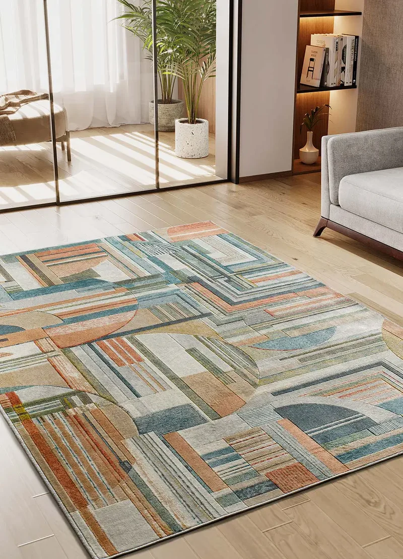 Alfombra geométrica en viscosa Bleik 22 Multicolor