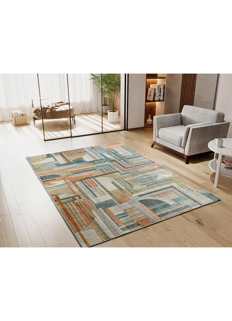 Alfombra geométrica en viscosa Bleik 22 Multicolor