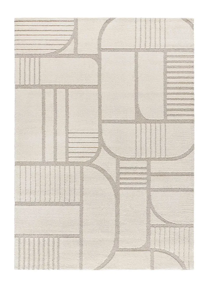 Alfombra geométrica con relieve Snowy 59776 Blanco