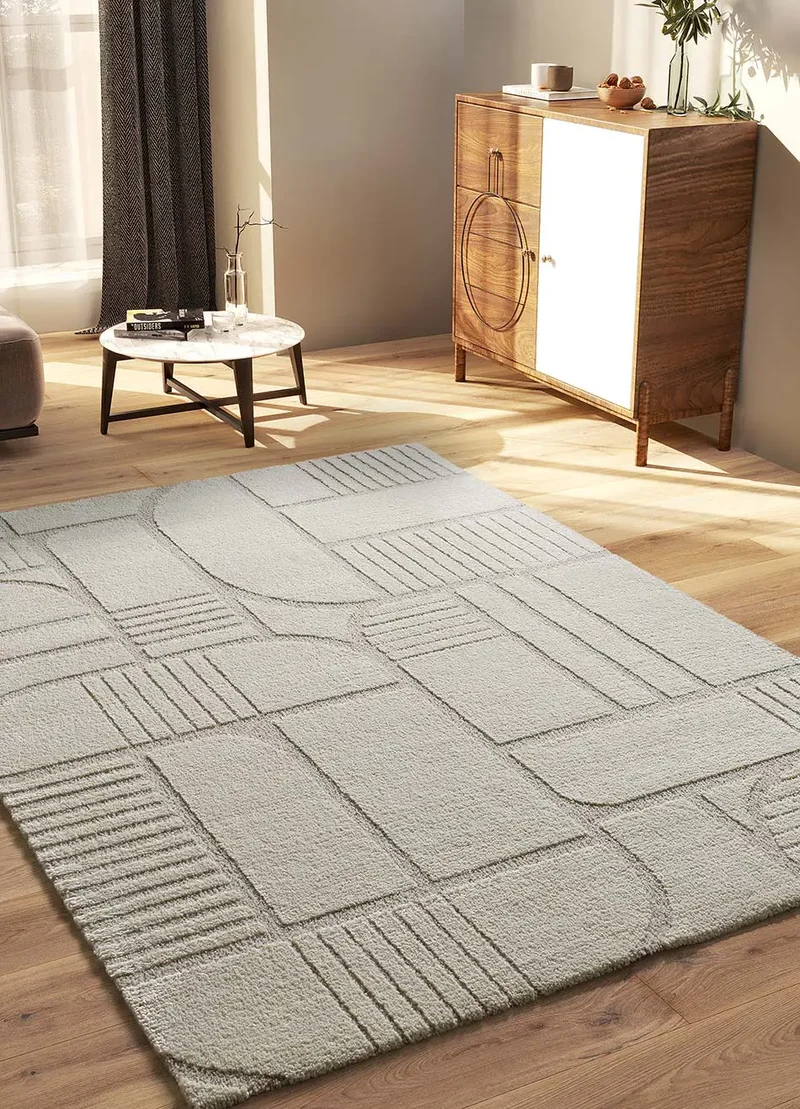 Alfombra geométrica con relieve Snowy 59776 Blanco