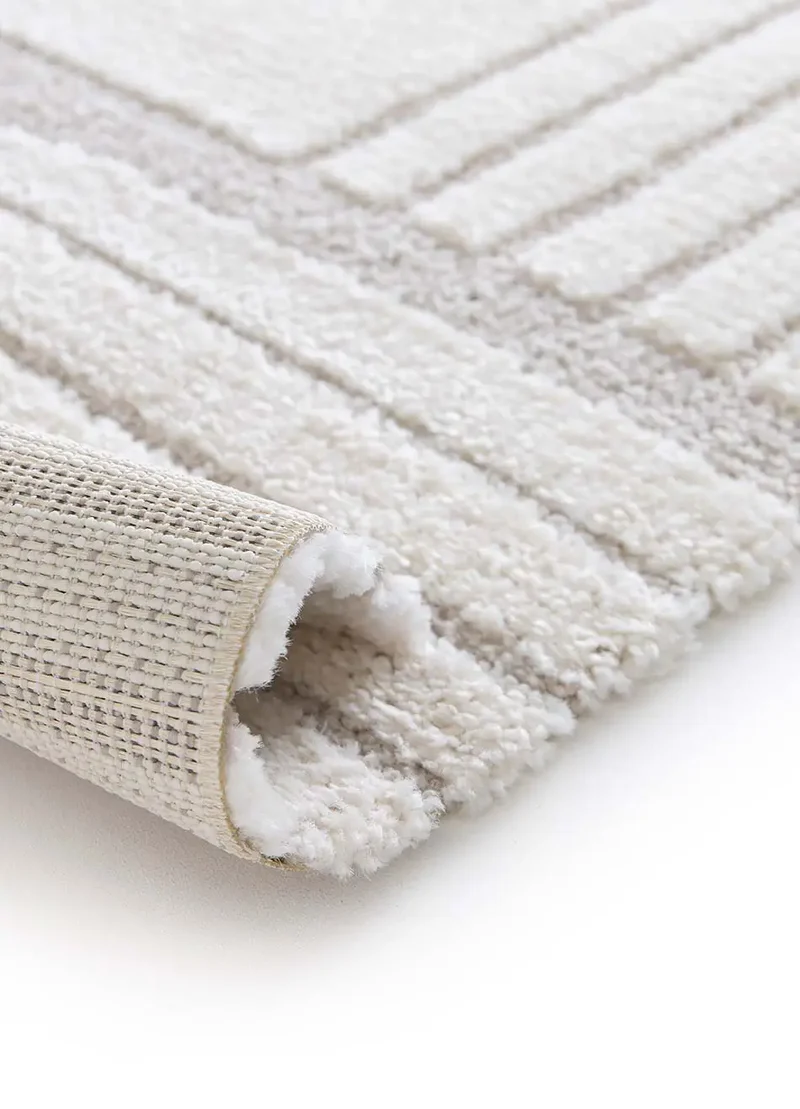Alfombra geométrica con relieve Snowy 59776 Blanco
