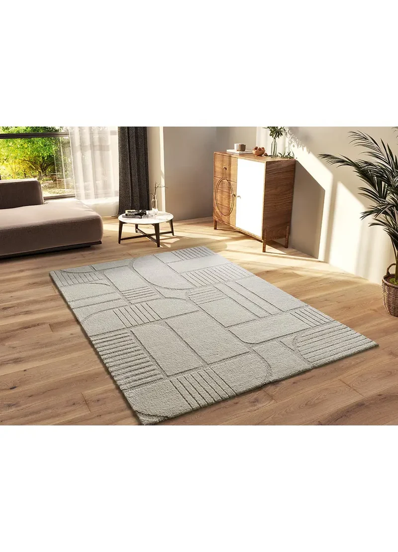 Alfombra geométrica con relieve Snowy 59776 Blanco