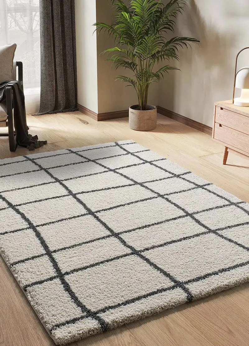 Alfombra de pelo alto estilo escandinavo Atlas 8766 Blanco