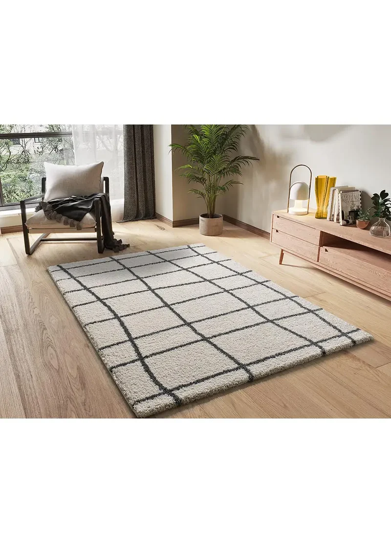 Alfombra de pelo alto estilo escandinavo Atlas 8766 Blanco