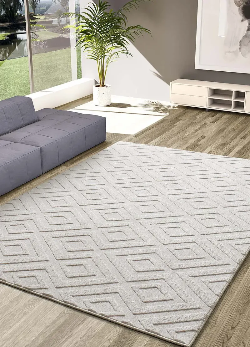 Alfombra lavable de texturas ESTILO 23061 Crema