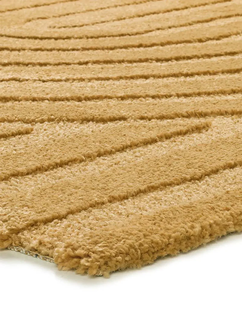 Alfombra geométrica con relieve Snowy 59773 Mostaza