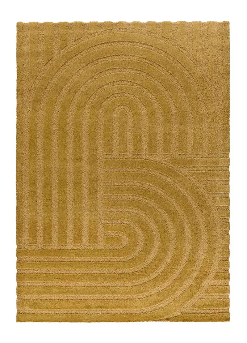 Alfombra geométrica con relieve Snowy 59773 Mostaza