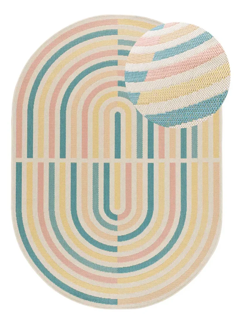 Alfombra ovalada de exterior en tonos pastel Manila 17636 Multi, 160x230 cm