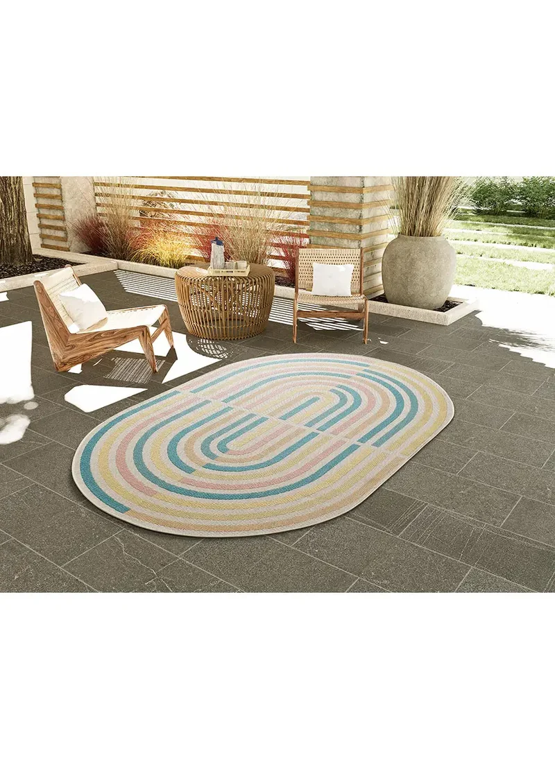 Alfombra ovalada de exterior en tonos pastel Manila 17636 Multi, 160x230 cm