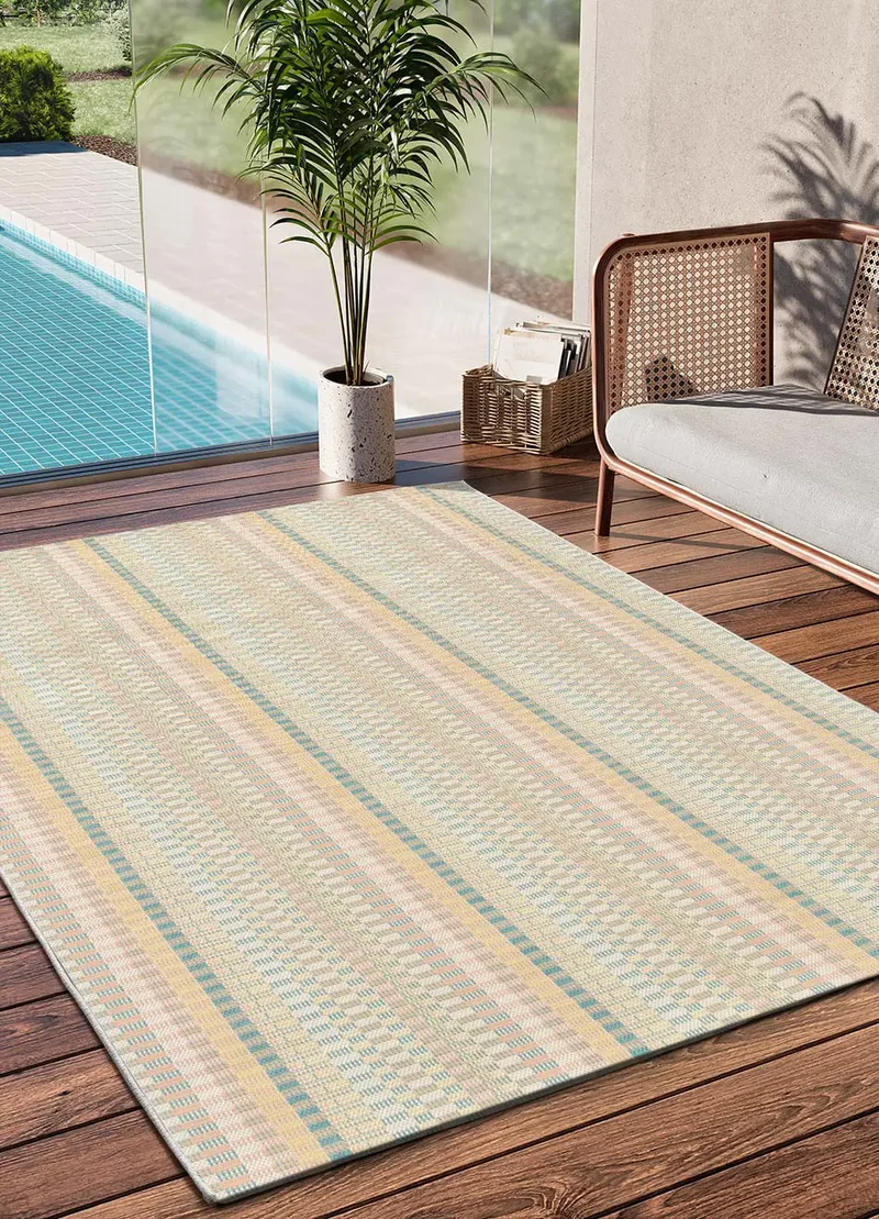 Alfombra geométrica de exterior en tonos pastel Manila 17616 Multicolor