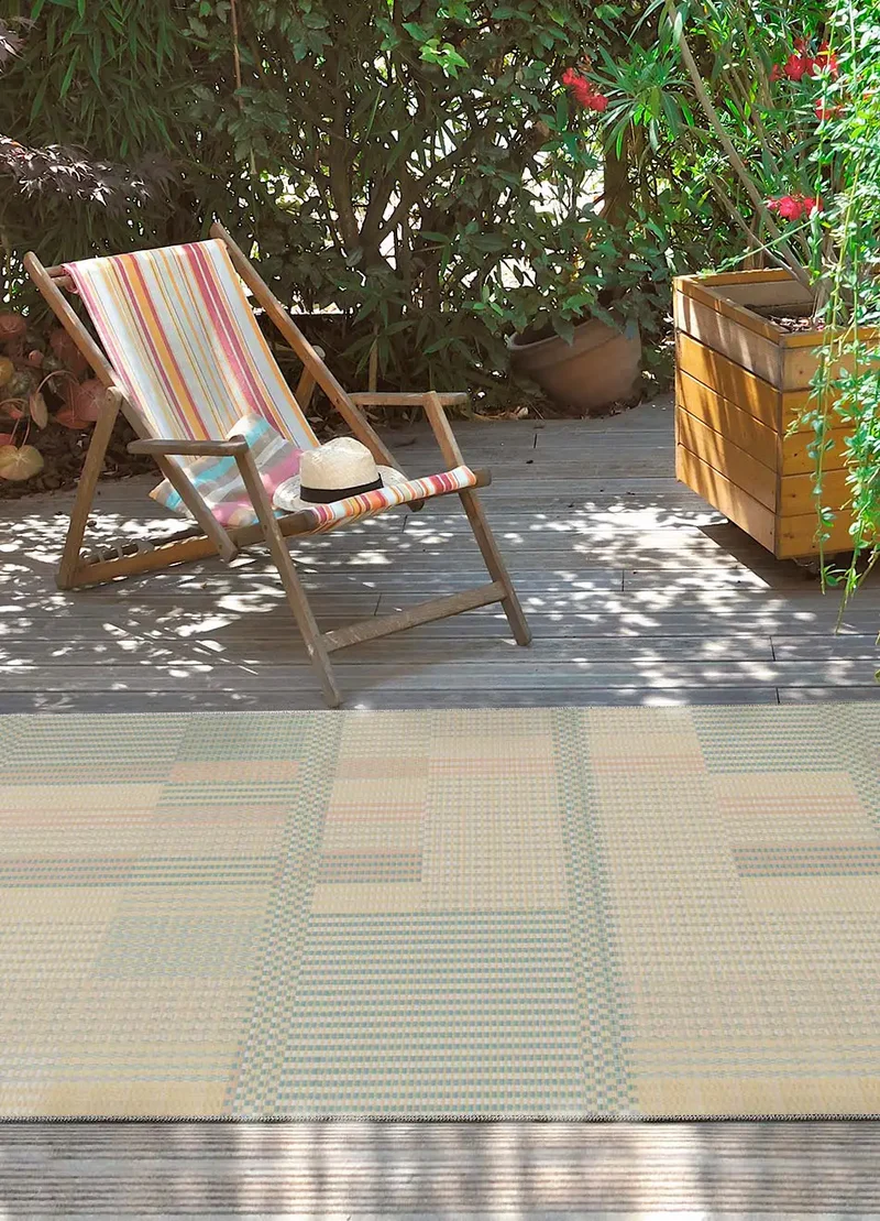 Alfombra geométrica de exterior en tonos pastel Manila 17615 Multicolor