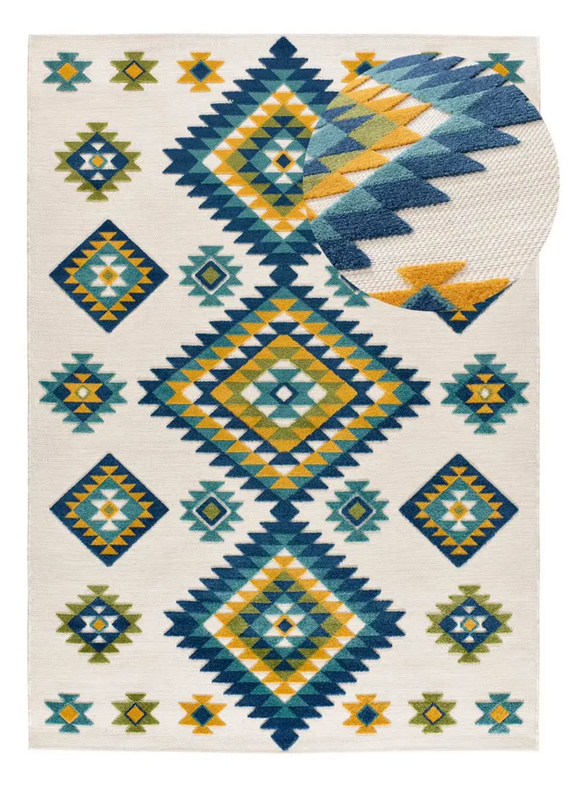 Alfombra étnica con relieve de exterior Mila 23532 Multicolor