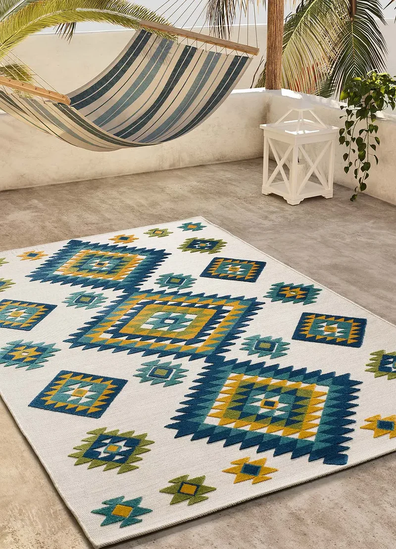 Alfombra étnica con relieve de exterior Mila 23532 Multicolor