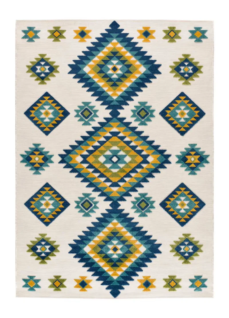 Alfombra étnica con relieve de exterior Mila 23532 Multicolor