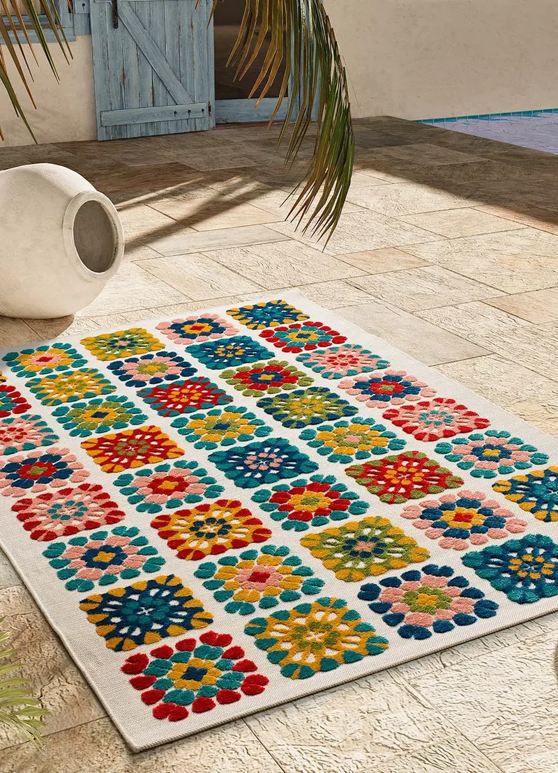 Alfombra con relieve de exterior Mila 23528 Multi