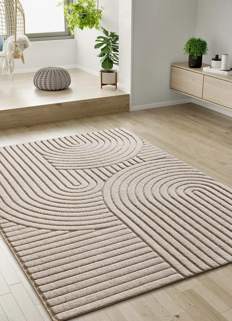 Alfombra diseño geométrico en relieve DIENA 40424 Blanco