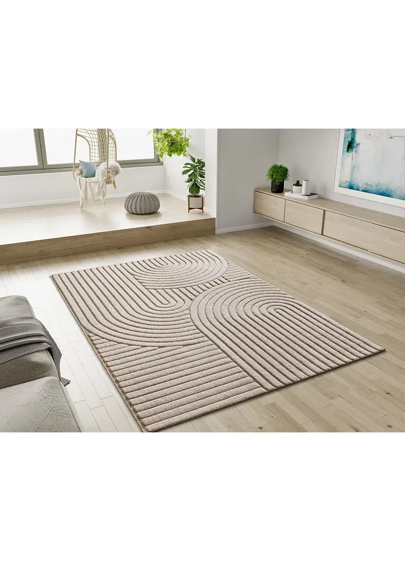 Alfombra diseño geométrico en relieve DIENA 40424 Blanco